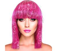 W WIDMANN MILANO Party Fashion - Parrucca bob con frangia, capelli glitterati da donna, accessorio di costume per carnevale e feste