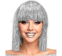 W WIDMANN MILANO Party Fashion - Parrucca bob con frangia, capelli glitterati da donna, accessorio di costume per carnevale e feste