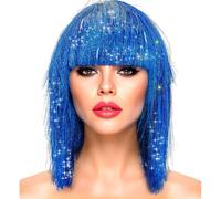 W WIDMANN MILANO Party Fashion - Parrucca bob con frangia, capelli glitterati da donna, accessorio di costume per carnevale e feste