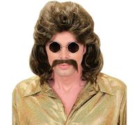 W WIDMANN MILANO Parrucca S0808 anni '70 marrone con baffi Carnevale