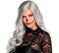 W WIDMANN MILANO Party Fashion - Parrucca con capelli lunghi e mossi | Capelli sintetici grigi e mossi come accessorio per costumi da sposa fantasma, strega, scheletro, Halloween e Carnevale