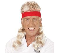 W WIDMANN MILANO Party Fashion - Parrucca con capelli ricci e fascia, anni '80, tennista, parrucca capelli lunghi