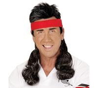 W WIDMANN MILANO Party Fashion - Parrucca con capelli ricci e fascia, anni '80, tennista, parrucca capelli lunghi