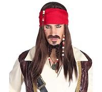 W WIDMANN MILANO Party Fashion, Autentica Parrucca da Pirata, Bandana Nera, Baffi Realistici, Comfort Leggero, Versatile per Tutte le Occasioni, Facile da Mantenere, Stile Pulito