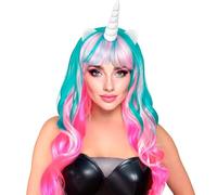 W WIDMANN MILANO Party Fashion - Parrucca da unicorno da donna, con corno e orecchie, accessorio per costume di carnevale e cosplay