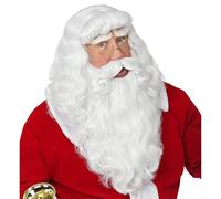 W WIDMANN MILANO Party Fashion - Parrucca Deluxe Babbo Natale | Capelli sintetici grigi con barba e baffi, accessori per costumi di Natale, Carnevale e feste a tema
