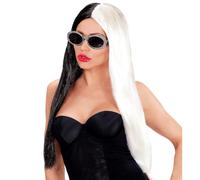 W WIDMANN MILANO Party Fashion - Parrucca Demonia | Parrucca extra lunga bianca e nera, accessori, complementi per costumi per Halloween, Carnevale e feste a tema