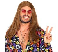 Widmann 00549 - Parrucca Groovy Dude, marrone, hippie, reggae, carnevale, festa a tema