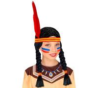 W WIDMANN MILANO Party Fashion - Parrucca indiana, nera, capelli lunghi, capelli sintetici, trecce, wild west