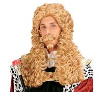 W WIDMANN MILANO Party Fashion - Parrucca King Le Roi, baffi, pizzetto, capelli sintetici, parrucca lunga, capelli ricci