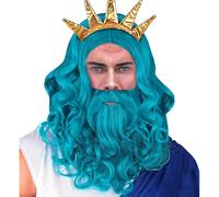 W WIDMANN MILANO Party Fashion - Parrucca Poseidon con barba e baffi, accessorio per costumi di carnevale e feste a tema
