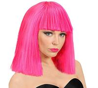 WIDMANN 10274 - Parrucca Showgirl Adulto Donna, Anni '80, Discoteca, Ballerina, Neon, Notte Rosa, Carnevale, Colore Rosa Fluorescente