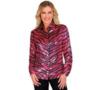 W WIDMANN MILANO Party Fashion - Party Fashion Blusa di Paillettes per Donna, Disco Fever, Camicia da Donna, Stampa Animalier, Festival, Costumi in Maschera