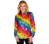 W WIDMANN MILANO Party Fashion - Party Fashion blusa di paillettes per donna, Disco Fever, camicia da donna, stampa animalier, festival, costumi in maschera