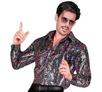 W WIDMANN MILANO Party Fashion - Party Fashion camicia con paillettes da uomo, Disco Fever, camicia da uomo