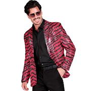 W WIDMANN MILANO Party Fashion - Party Fashion giacca con paillettes da uomo, Disco Fever, giacca da abito, stampa animalier