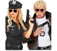 Widmann 02437 - Pistola Adulto Unisex, Accessorio per Costume, Guardie E Ladri, Gangster, Poliziotto, Soldato, FBI, Feste A Tema, Colore Nero