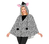 W WIDMANN MILANO Party Fashion - Poncho con cappuccio zebra, safari, Africa, costume da animale, costume in maschera, carnevale