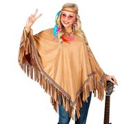W WIDMANN MILANO Party Fashion - Poncho in pelle scamosciata, indiano, carnevale, festa a tema