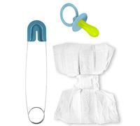 WIDMANN 82521 - Set Baby con Pannolino, Spilla da Balia, Ciuccio, per Adulto Uomo, Baby Showers, Addio al Celibato, Carnevale, Colore Blu