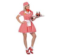 W WIDMANN MILANO Party Fashion - Set costume da cameriera anni '50 | Con abito, sottoveste, grembiule, spilla, foulard e cuffietta per il Carnevale e le feste a tema