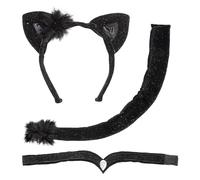 W WIDMANN MILANO Party Fashion - Set di costumi da gatto, festa in maschera, carnevale, orecchie, collare, coda, carnevale, festa in maschera