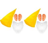 W WIDMANN MILANO Party Fashion - Set costume da nano, 3 pezzi con cappello, barba e orecchie, accessorio per costume di carnevale (Confezione da 2)