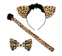 W WIDMANN MILANO Party Fashion - Set costume leopardo, 3 pezzi | Con cerchietto, orecchie, papillon e coda con strass, accessorio per costumi da carnevale e feste a tema