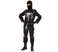 W WIDMANN MILANO Party Fashion - Costume S.W.A.T da bambino, giubbotto antiproiettile, cintura con fondina e custodia, ginocchiere, gomitiere, maschera, agente segreto, carnevale, festa a tema