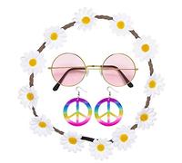 Widmann Set travestimento hippie 95718 elastico per capelli con margherite Anni 70
