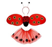 W WIDMANN MILANO Party Fashion - Set di costumi da coccinella per bambini, tutù, ali, cerchietto con antenne, animale, festa a tema, carnevale