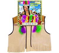 W WIDMANN MILANO Party Fashion - Set di costumi da indiano per bambini, gilet, copricapo e accessori, carnevale, festa a tema