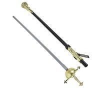 W WIDMANN MILANO Party Fashion, Spada da 71 cm, Custodia Nera Decorata in Oro, Lama in Argento Lucido, Manico in Oro, Versatile per Tutte le Feste, Sicurezza per Bambini sopra i 3 Anni