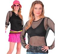 W WIDMANN MILANO Party Fashion - Top a rete da donna, camicia a maniche lunghe in rete, camicia per festival, carnevale