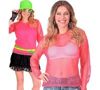W WIDMANN MILANO Party Fashion - Top a rete per donna, maglietta neon per festival e carnevale
