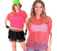 W WIDMANN MILANO Party Fashion - Top a rete per donna, maglietta neon per festival e carnevale