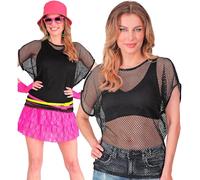 W WIDMANN MILANO Party Fashion - Top in rete da donna, maglia a maniche corte in rete, maglietta per festival, carnevale