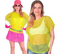 W WIDMANN MILANO Party Fashion - Top a Rete per Donna, Maglietta Neon per Festival e Carnevale