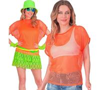W WIDMANN MILANO Party Fashion - Top a rete per donna, maglietta neon per festival e carnevale