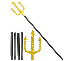 W WIDMANN MILANO Party Fashion - Tridente con forchetta a spirale dorata | Lunghezza circa 137 cm, per costumi da Poseidone, sirena e diavolo, accessori per costumi per Carnevale e feste a tema