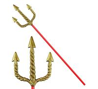 WIDMANN MILANO PARTY FASHION - tridente d'oro, circa 120 cm, manico, diavolo, Poseidone, carnevale, festa a tema, Halloween