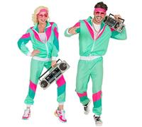 W WIDMANN MILANO Party Fashion - Tuta da ginnastica in stile vintage, outfit anni '80, tuta da jogging per carnevale e feste