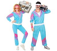 W WIDMANN MILANO Party Fashion - Costume tuta, blu, completo anni '80, tuta da jogging, costume cattivo gusto, costumi in maschera