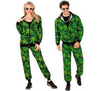W WIDMANN MILANO Party Fashion - Tuta da ginnastica in costume, hippie, flower power, outfit anni '80, tuta da jogging per carnevale e feste