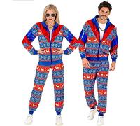 W WIDMANN MILANO Party Fashion - Tuta da ginnastica con motivo natalizio, Merry Christmas Party, costume di Natale, Xmas, outfit anni '80