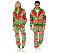 W WIDMANN MILANO Party Fashion - Tuta da ginnastica con motivo natalizio, Merry Christmas Party, costume di Natale, Xmas, outfit anni '80