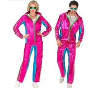 W WIDMANN MILANO Party Fashion - Tuta da ginnastica in costume, metallizzata, outfit neon anni '80, tuta da jogging per carnevale e feste