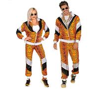 W WIDMANN MILANO Party Fashion - Tuta da ginnastica in costume, stampa animalier, outfit anni '80, tuta da jogging per carnevale e feste