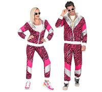 W WIDMANN MILANO Party Fashion - Tuta da ginnastica in costume, stampa animalier, outfit anni '80, tuta da jogging per carnevale e feste