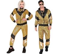 W WIDMANN MILANO Party Fashion - costume tuta anni '80, disco ball, tuta da jogging, stile retrò, outfit di cattivo gusto